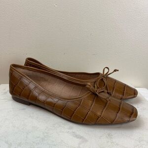 Schutz Arissa Croc Embossed Leather Ballet Flats